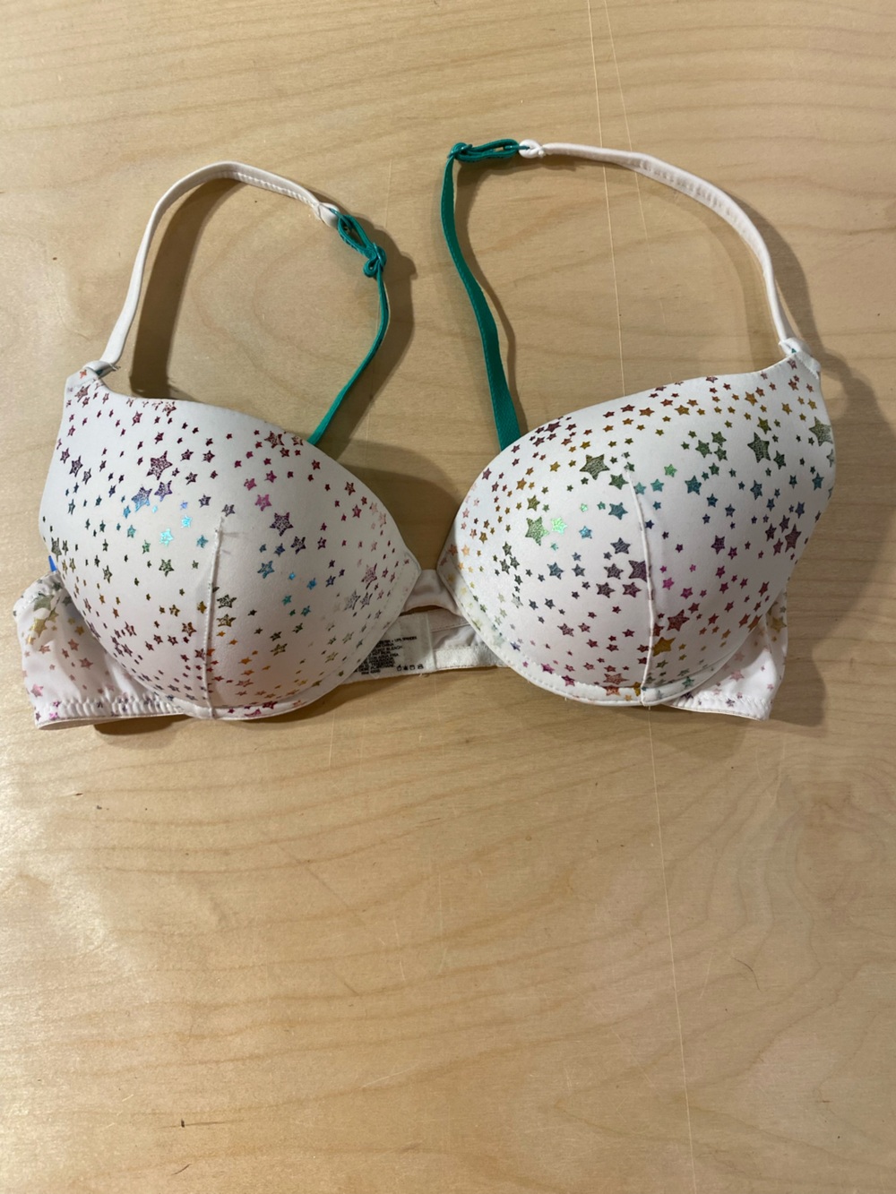 Joe Boxer White Star Print Push-Up Bra with Adjustable Straps 38B (SJ)